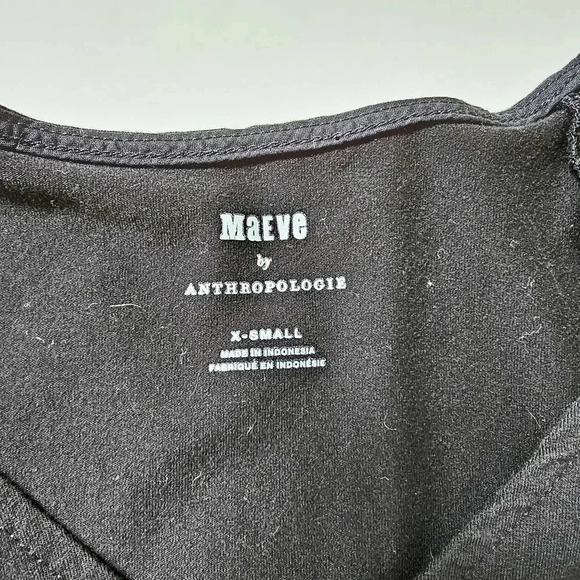 Maeve anthropologie Size xs crop top v neck cinched flutter sleeve black - Picture 5 of 7